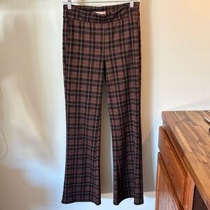 SO Plaid High Rise Flare Pants with Pockets - Brown and Black - Size Medium